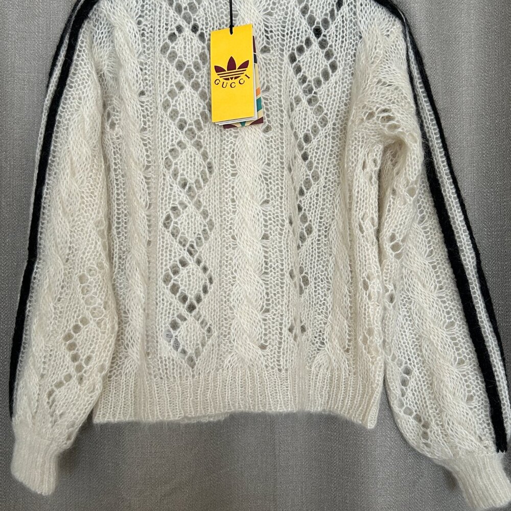 NWT Gucci X Adidas Ivory Mohair Knit Button Front Cardigan XS - Picture 5 of 16
